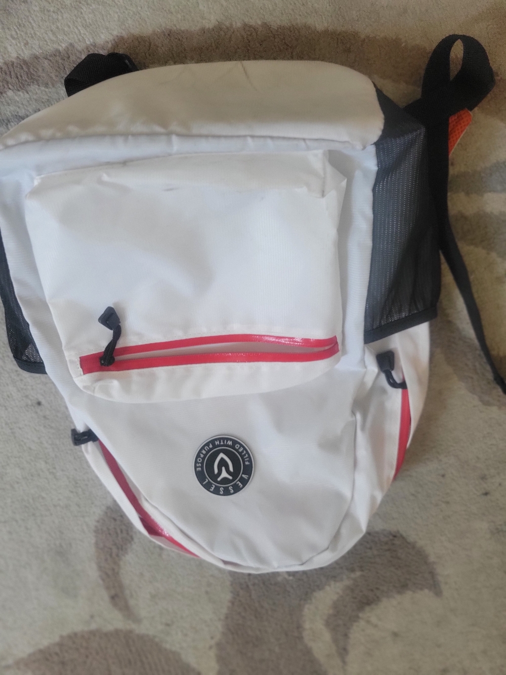 White and Red Men’s Backpack - Water-Resistant Daypack